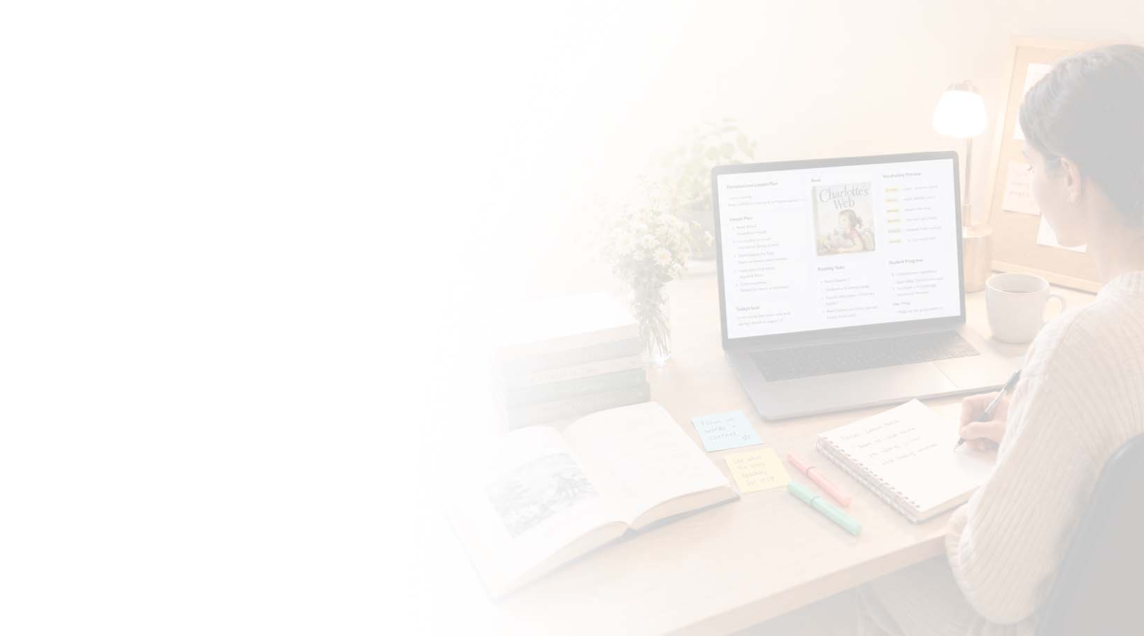 Teaching Assistant preparing lesson materials