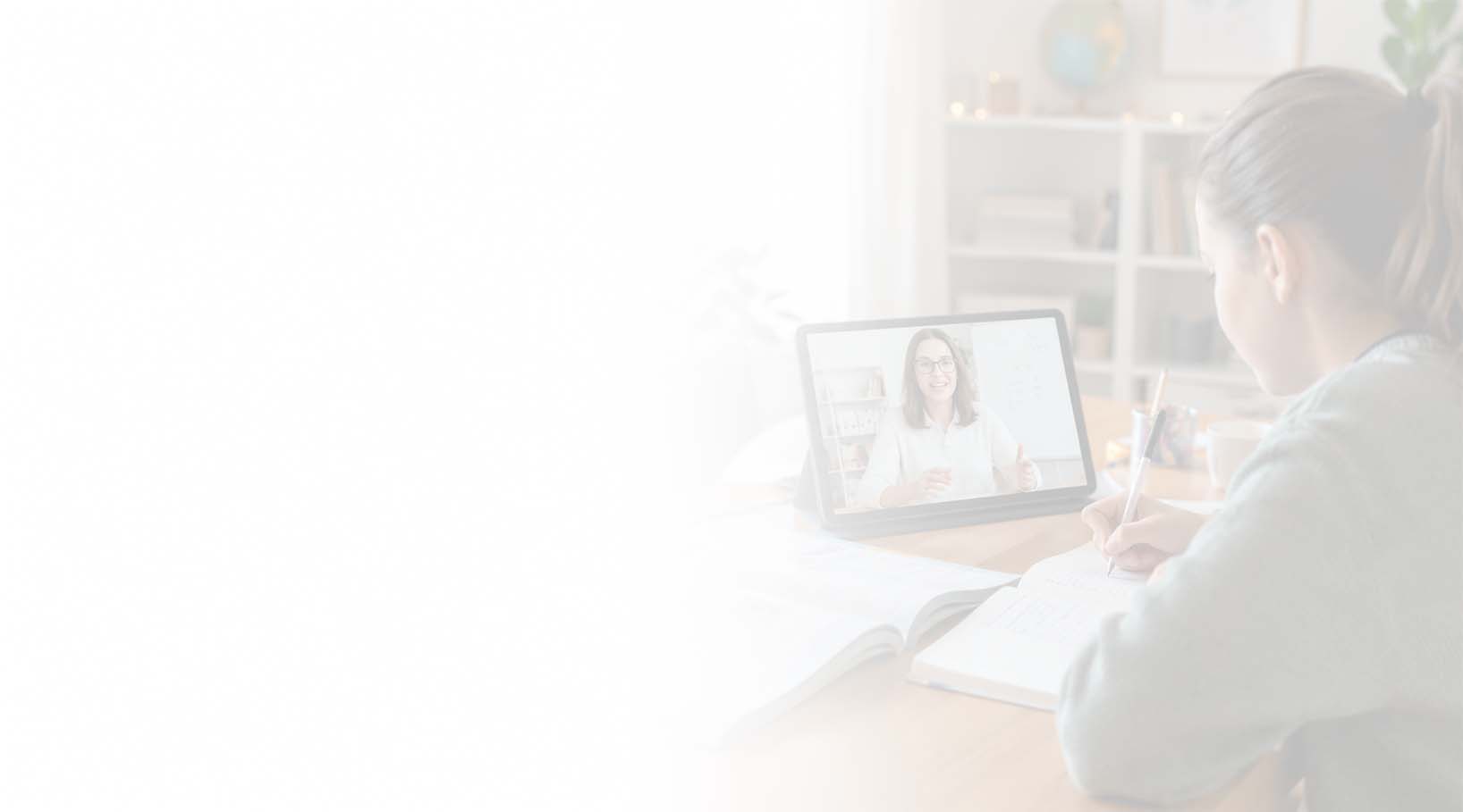 Teacher leading a live online reading and writing class