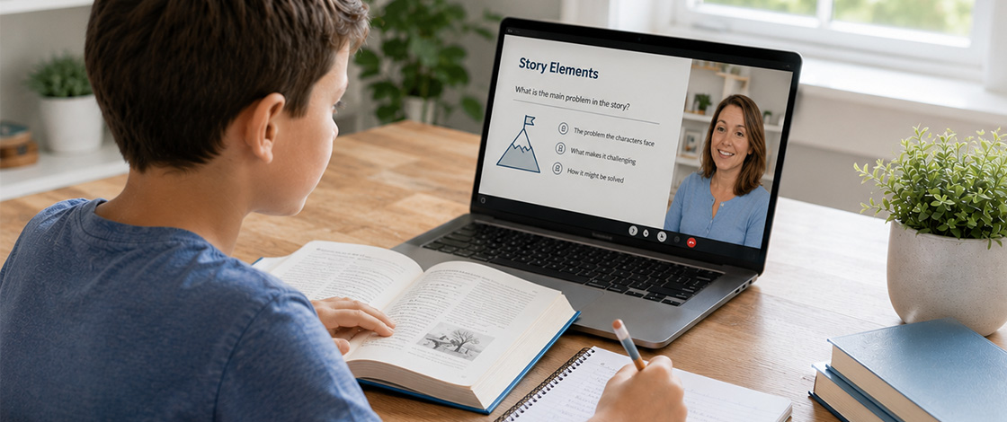 Student joining a live online Breakthrough class